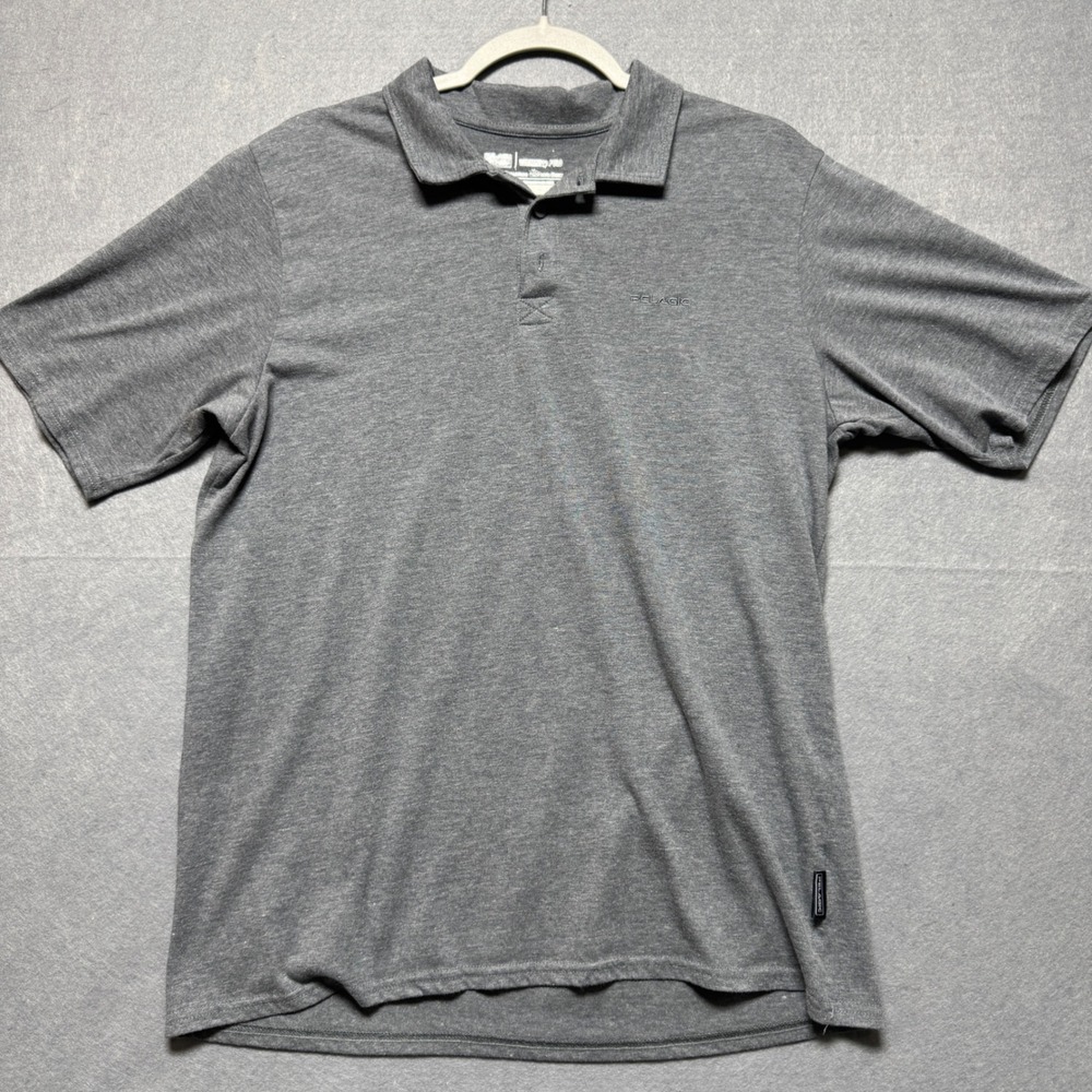 Pelagic Weekender Polo Shirt‎ Men's Large Gray Performance Fishing Offshore Gear